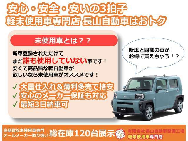 届出済未使用車です。新車登録行っているだけで誰も使用していないお車になります