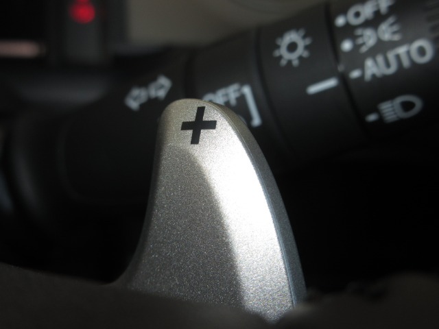 マニュアル車のような感覚で、ワインディングロードでも車を操れるパドルシフト付きです。長い下り坂でのエンジンブレーキや、高速道路の合流の際の加速も思いのままです。