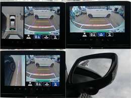 車の前後左右4カ所にカメラを設置しクルマを真上から見たような映像を大型モニターに映し出し前後の間隔がつかみにくい縦列駐車や左右の見通しが悪い場所からの発進時など運転席からは見えにくい視界を補います。