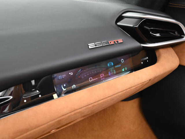 オプションのパッセンジャーディスプレイを装備しております。車両状態のほか、オーディオなど各種の情報を表示され、助手席の方も一緒に楽しめるようになっております。