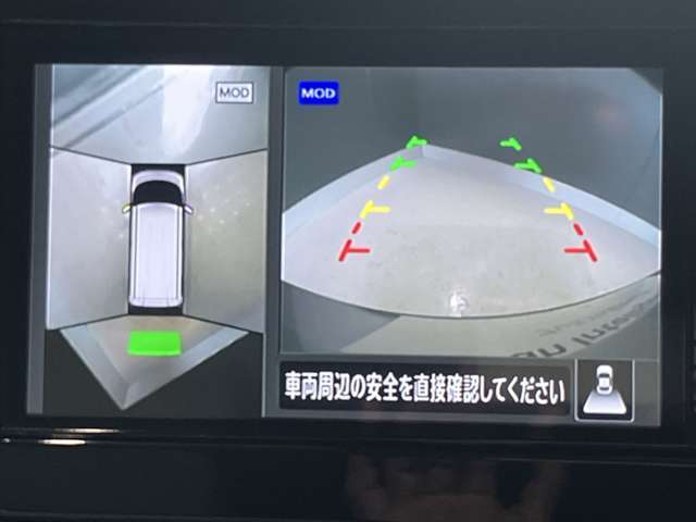 4つのカメラで上から見たような映像を映し出す駐車に便利なアラウンドビューモニター付。