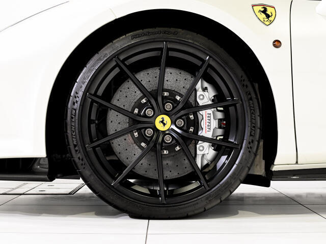 軽量化のために各所へカーボンファイバー素材が多用され、サーキット走行を前提としたトラックカメラやフェラーリ・テレメトリーも装備。