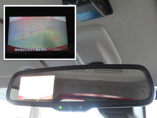 バックカメラ画像がミラーに映ります。