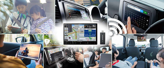 楽ナビは、通信でつながることで色々な新しい便利さを手に入れました。動画コンテンツや音楽を楽しんだり、検索サイトのように最新スポットを調べたり。“みんなでお出かけしたくなるカーナビ”に進化を遂げました