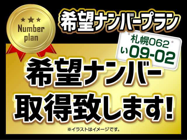 Aプラン画像：希望ナンバープランのご紹介です☆ご購入頂きましたお車のナンバープレートの番号をお好きな番号に指定する事が出来ます☆例えば【誕生日・記念日・ゾロ目・お車の型番・ご自身の覚えやすい番号】などが御座います☆