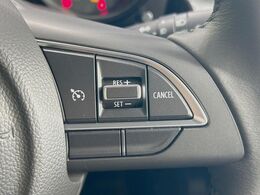 【クルーズコントロール】高速道路もラクラク走行。アクセルを離しても一定速度で走行ができ、長距離運転時の負担を軽減！加速・減速も簡単なスイッチ操作で調整できます。