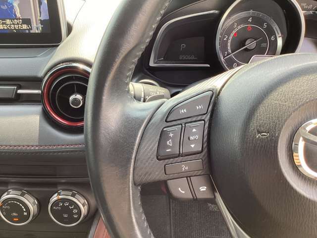ステアリング左にはオーディオスイッチをまとめて配置しており、運転中のオーディオ操作による危険を減らしてくれます。