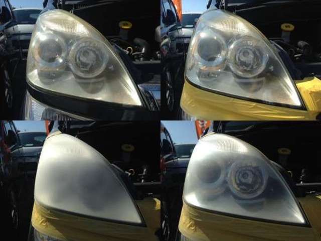 これはおススメ！『ガレージシャイン・ヘッドライト磨き』をご紹介！マスキング～表面削り2工程の作業にて、下処理を済ませます。