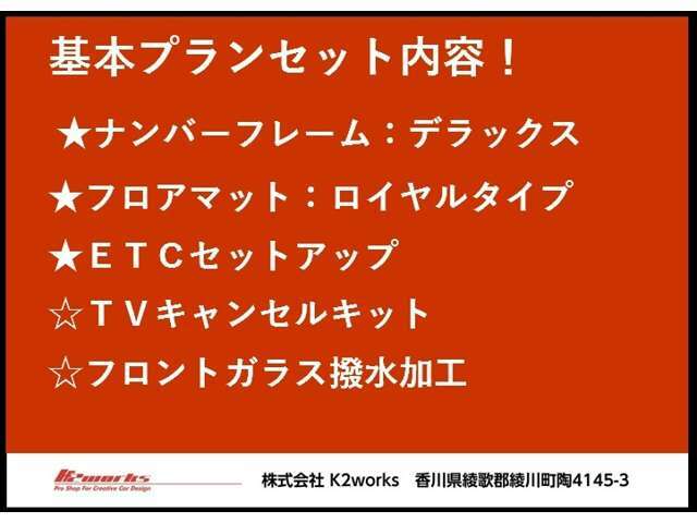 基本プランセット内容です。支払総額には上記オプション費用が含まれております。