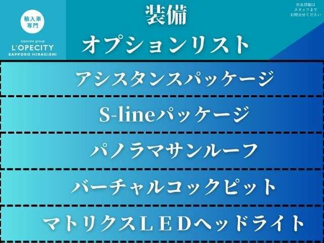 装備・オプションの一覧です。このままでも十分にお乗り頂けます
