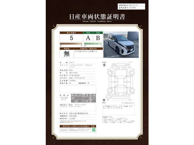 日産認定証明書