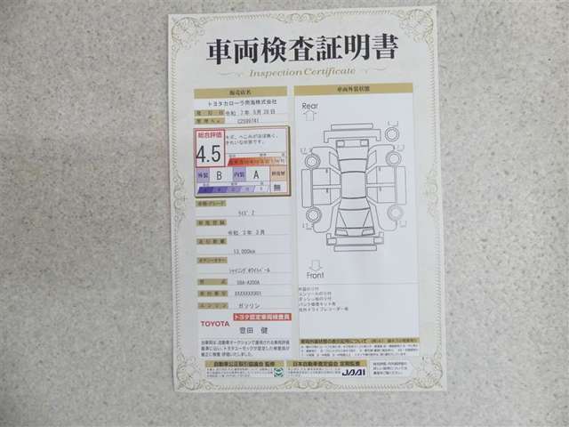 車両検査証明書