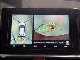 真上から見下ろしたような視点で車とその周囲を確認出来る画面と、車両後方を映し出すバックモニター画面の2つを表示してくれます。