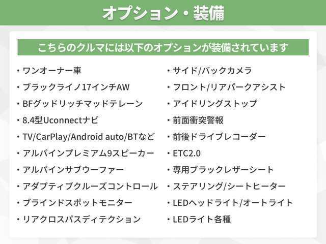 オプション多数装備！オプションの詳細はスタッフまでお気軽にお問い合わせください！