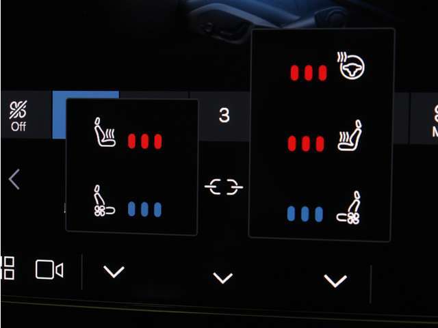 Google搭載によりさまざまな機能をハンズフリー操作できます。フロントにはシートヒーター＆シートエアコン、ステアリングホイールヒーターを装備！北欧スウェーデン発祥のブランドならではのオプションです。