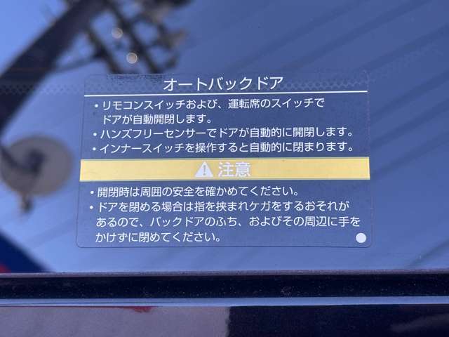 オートバックドアです。手が塞がっていても、足でバックドアの開閉が可能です。