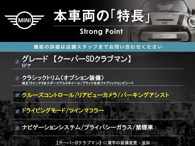 本車両の主な特徴をまとめました。上記の他にもお伝えしきれない魅力がございます。是非お気軽にお問い合わせ下さい。