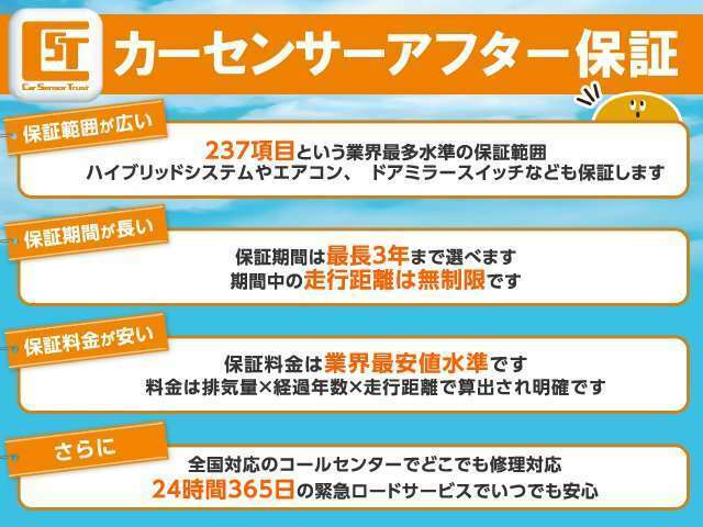 Bプラン画像：1年から最長3年までの3プランをご用意致しております。どの期間でも、走行距離は無制限での保証です！（※ただし、電装装備品に関しては、1年間となります）