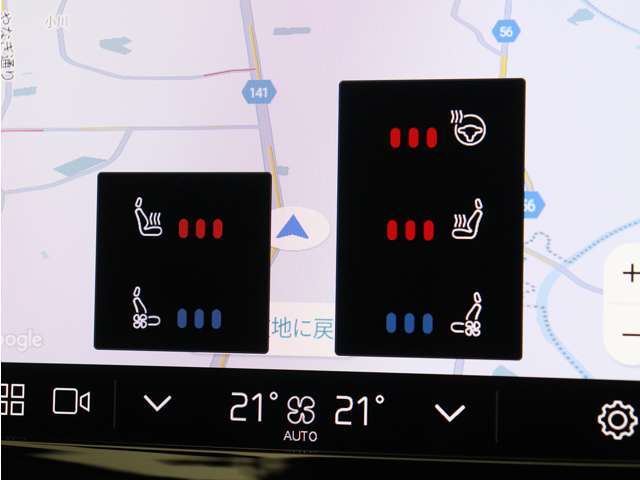 Google搭載によりさまざまな機能をハンズフリー操作できます。フロントにはシートヒーター＆シートエアコン、ステアリングホイールヒーターを装備！北欧スウェーデン発祥のブランドならではのオプションです。