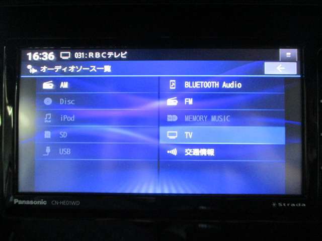 ■フルセグTV/DC/DVD/FM/AM/SD/BLEUTOOTH-Audio/SD/SD/メモリーミュージック（音楽収録）/交通情報。