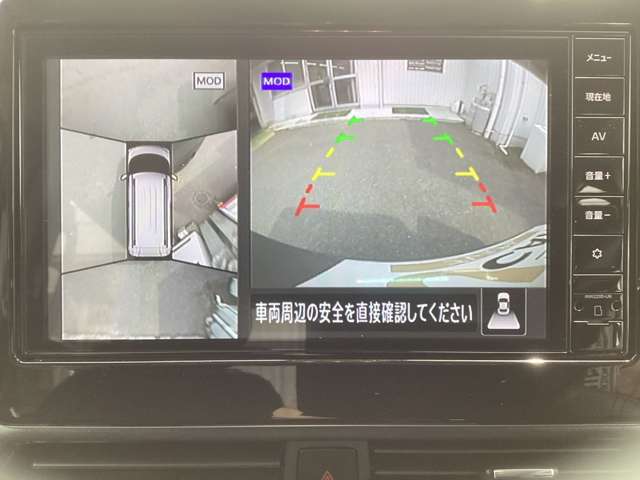 アラウンドビューモニター付き。全方位で上からも見えるので白線内の駐車が苦手な方も安心です