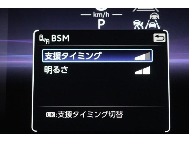 BSM（ブラインドスポットモニター）を装備。　隣の車線を走る車両を検知、車両が死角エリアに入るとドアミラーのインジケーターが光ってお知らせ！