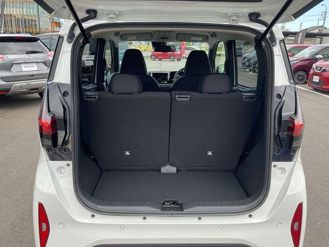 バックドアは大きく開きます。定員乗車時でも十分広いラゲッジスペースを確保しています