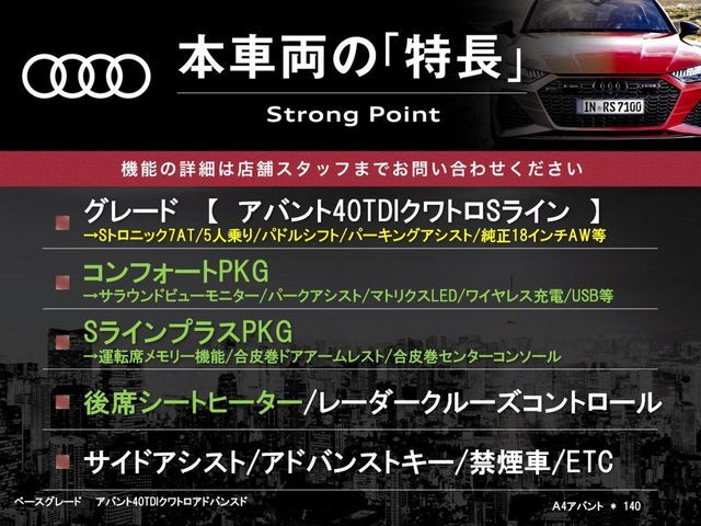 本車両の主な特徴をまとめました。上記の他にもお伝えしきれない魅力がございます。是非お気軽にお問い合わせ下さい。