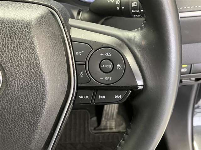 前方の車との車間を設定し、スピードを上げたり緩めたりを自動で行ってくれる追尾式の「レーダークルーズ」。上級装備の一つです！高級車にしかつかない嬉しい機能です。