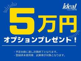 期間限定キャンペーン！早い者勝ちの純正オプション5万円分プレゼントキャンペーン実施中！