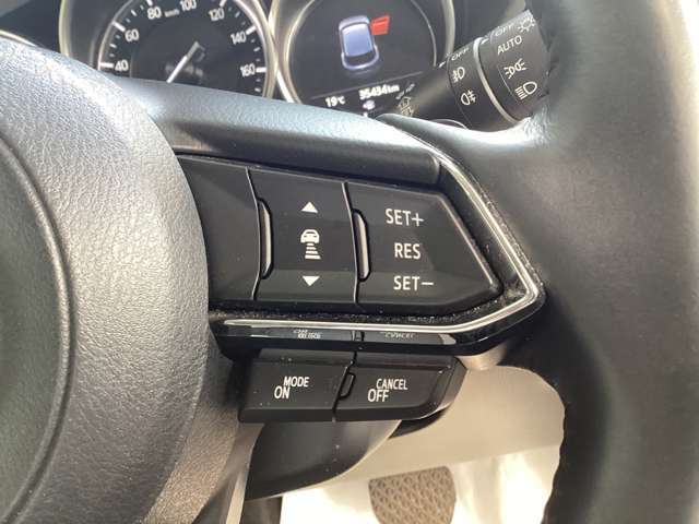 操作性も高いステアリングスイッチ。右側はレーダークルーズコントロールスイッチ。