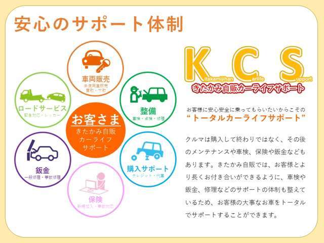 きたかみ自販の強みは、車の販売から車検、整備、鈑金、保険、ロードサービスと、ご購入後もお客様のカーライフをトータルにサポート出来ることです！