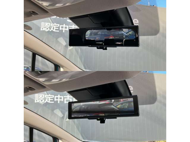 後部座席の人や、荷物に視界を邪魔されずに車両後方のカメラ映像をミラー面に映し出して、いつでもクリアな後方視界を確保する、インテリジェントルームミラーを装備しています。