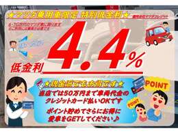 【購入応援！低金利企画実施中】この機会にぜひ！、また「現金派」の方もお得♪お手持ちのクレジットカードで50万円まで支払いOK！併用可能です。ポイントも貯めてお得に愛車をGETしてください♪