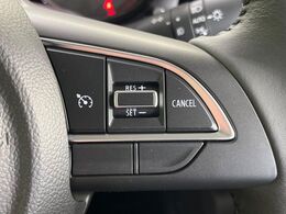 【クルーズコントロール】高速道路もラクラク走行。アクセルを離しても一定速度で走行ができ、長距離運転時の負担を軽減！加速・減速も簡単なスイッチ操作で調整できます。