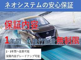 1年間・走行距離無制限で50項目の保証がついております。