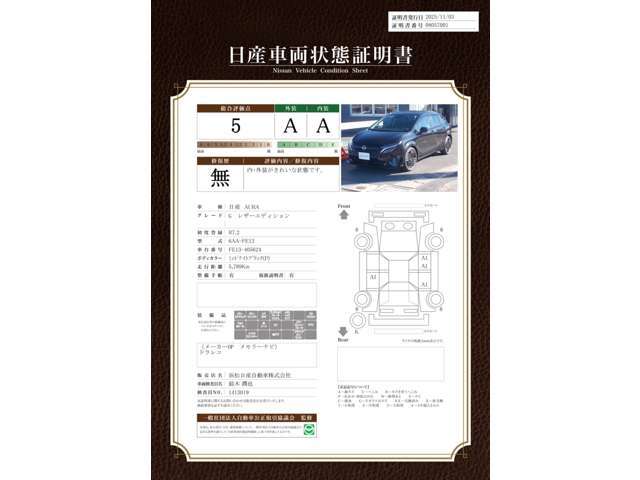 中古車車両状態表