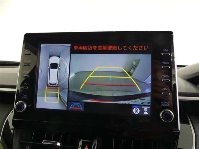 【全周囲モニター】車を上空から見下ろしたような映像をカーナビ画面に映し出し、車庫入れや縦列駐車をサポートしてくれます。