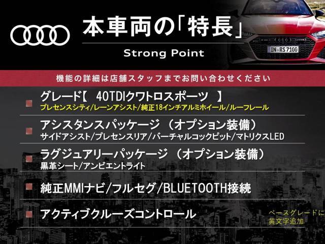 本車両の主な特徴をまとめました。上記の他にもお伝えしきれない魅力がございます。是非お気軽にお問い合わせ下さい。