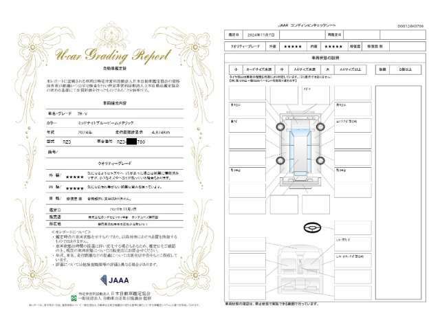第3者機関によって車両状態証明書を発行しておりますので、状態の確認含めて安心、信頼、満足にお答えします。