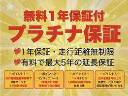 1年間の期間で、距離数無制限の保証プランです♪エンジン機構やエアコン機構など大切な部品かつ交換するとなると大きな費用になるものが負担されます。詳しい内容はスタッフまで！！