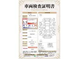 車両検査証明書付き。トヨタ認定車両検査員が、車両品質基準に基づいて厳正に検査。