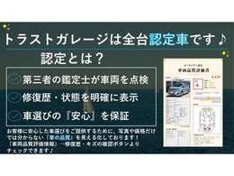 全台認定車です！審査に厳しい第三者機関に査定を出し、車の状態の評価書を発行しております！