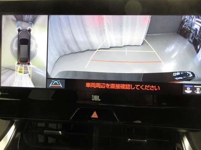 車両の前後左右にとりつけられたカメラで撮影した映像を合成して、真上から見下ろしたような映像をナビ画面に表示します！