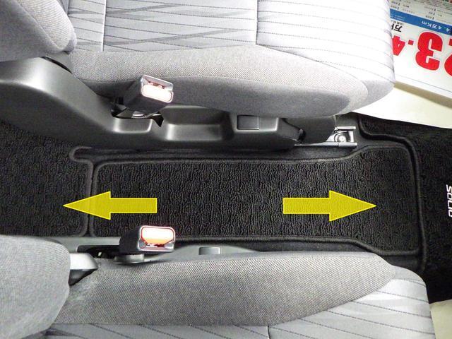 センターウォ-クスルーになっています。運転席と助手席の間を通ることが出来ますので外に出ることも無く移動できます。鞄など手元に置けるスペースにもなります。