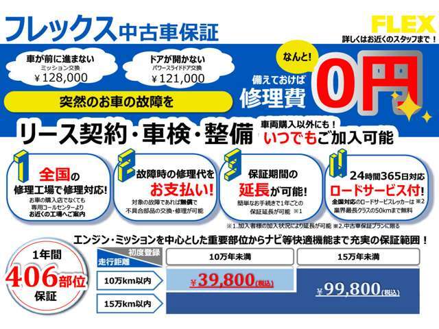 フレックス中古車保証！
