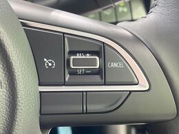 【クルーズコントロール】高速道路もラクラク走行。アクセルを離しても一定速度で走行ができ、長距離運転時の負担を軽減！加速・減速も簡単なスイッチ操作で調整できます。