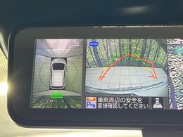 【アラウンドビューモニター】専用のカメラにより、上から見下ろしたような視点で360度クルマの周囲を確認することができます☆死角部分も確認しやすく、狭い場所での切り返しや駐車もスムーズに行えます。