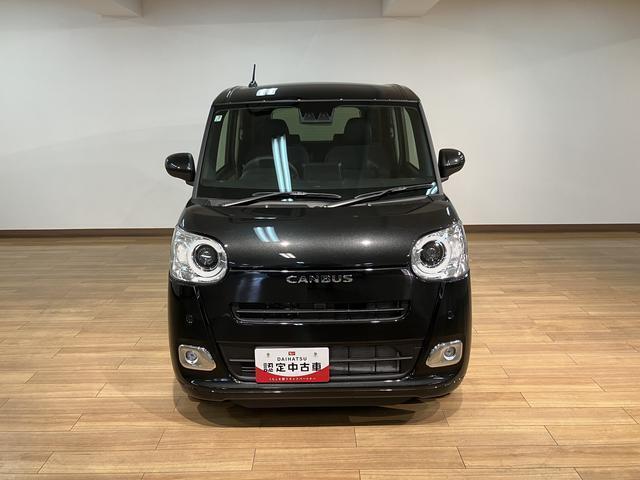 ムーヴキャンバスの届出済未使用車が入庫しました！！R7年式、走行5km！バックカメラ対応車、クルーズコントロール、前席シートヒーター、両側パワースライドドア、LEDヘッドライト・フォグなど装備です！！
