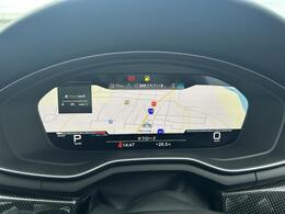 ●バーチャルコックピット『メーターパネル内に高解像度の12.3インチ液晶ディスプレイを配置。ディスプレイ内に地図が表示され、ナビゲーションの確認の際にドライバーは視線の移動を少なくすることができます。